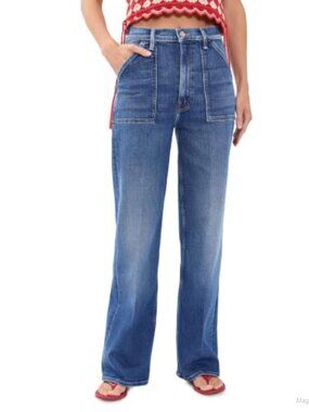 High Rise Loose Fit Stretch Denim Ankle Jeans